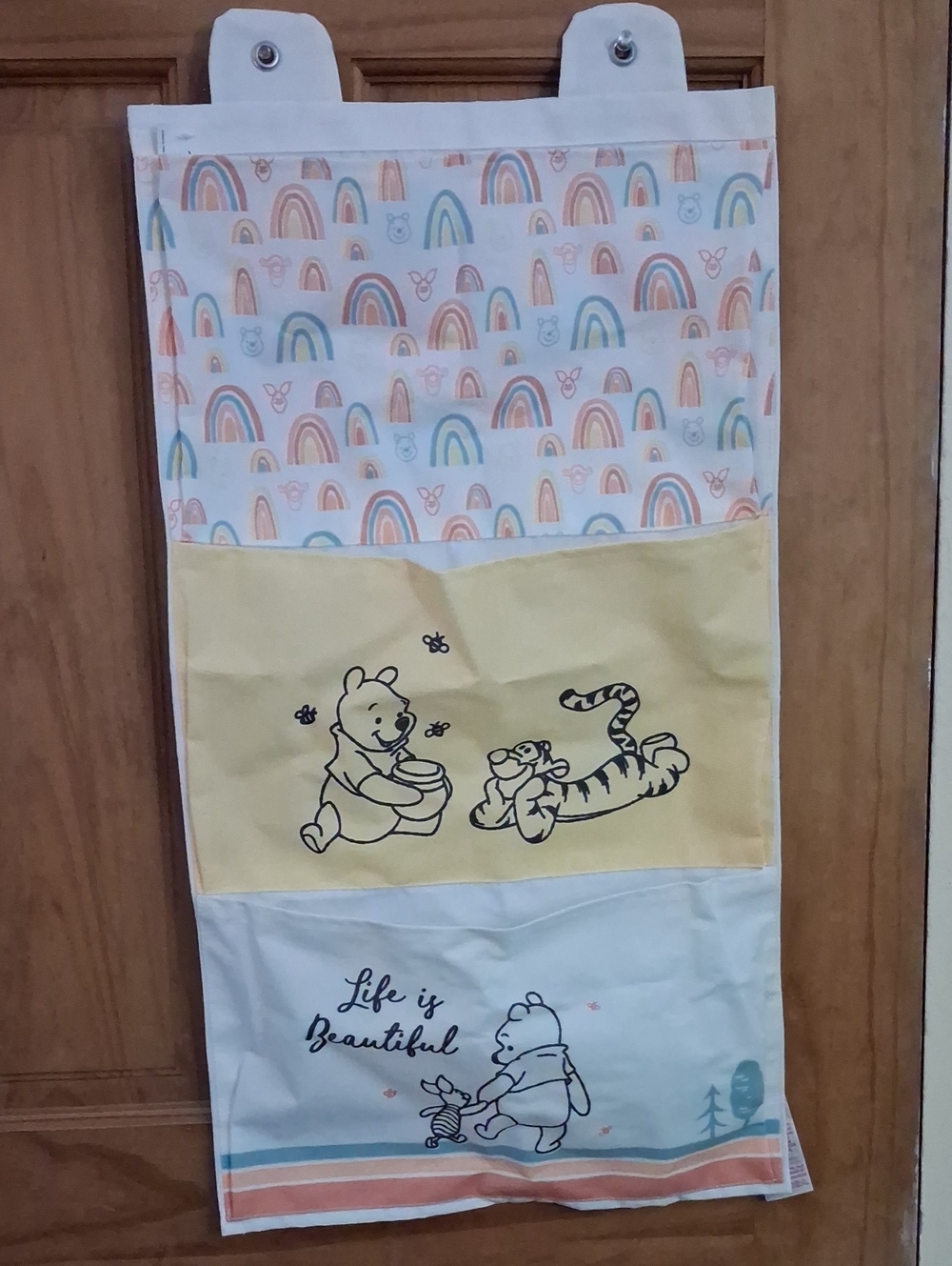 Winnie-the-Pooh Nursery Hanging Organizer - Yellow, White, Pastel Rainbow